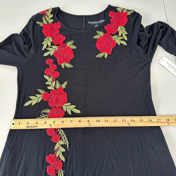 Soft Surroundings Rosarita Applique Dress Black Floral Whimsigoth Small - Picture 11 of 13